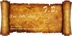 Tar Dávid névjegykártya